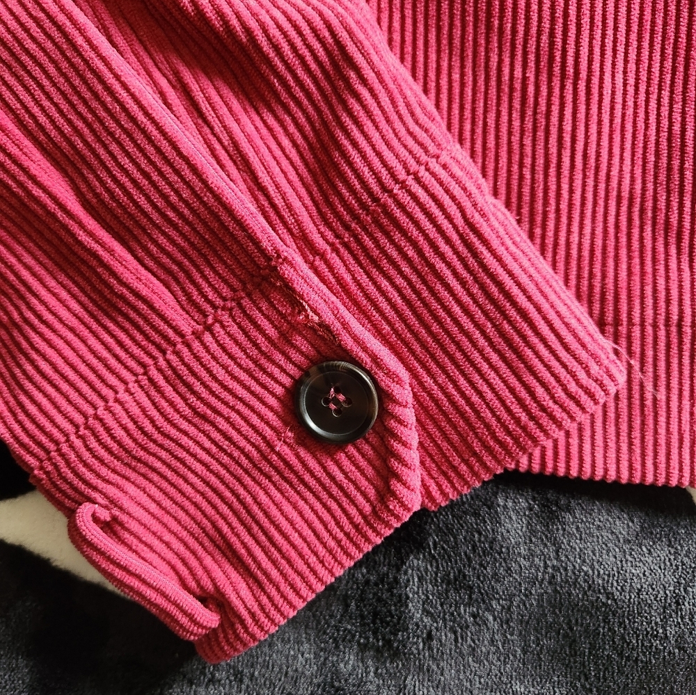 Avec Les Filles Red Corduroy Button-Up Utility Shacket - Picture 3 of 7